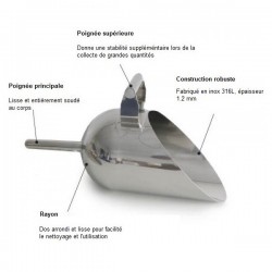 Pelle inox de laboratoire | Pelle inox 316L pharmaceutique ergonomique 3 et 5 litres | SAM-A776-3000_1