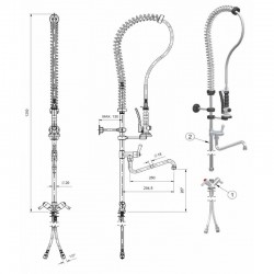 Douchette laverie | Douchette de prélavage monotrou robinet 1/4 de tour robinet de puisage | MAD-5553EC1