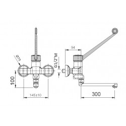 Robinetterie laverie  | Robinet Médical mitigeur mural commande au coude 20 litres/minute | MAD-5593