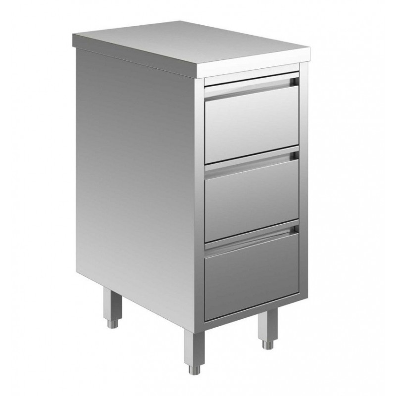 Meuble à tiroirs Inox | Meuble inox 441 3 tiroirs sans dosseret | X-05516.04 Meuble à tiroirs Inox | Meuble inox 441 3 tiroirs sans dosseret | X-05516.04