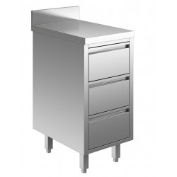 Meuble inox 441 3 tiroirs avec dosseret