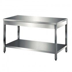 Table collectivité inox largeur 600 ou 700 mm avec étagère