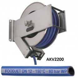Enrouleurs de tuyau automatiques en inox | Tuyaux 1/2"  80 bar 150°C