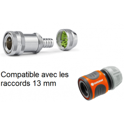 Coupleur automatique STOP en laiton pour tuyau d'arrosage souple 15 mm