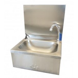 Lave mains inox commande au genou eau chaude eau froide brosse et pompe à savon