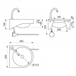 Lave mains inox 180330 à commande fémorale DELABIE