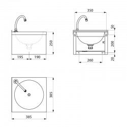 Lave mains inox 182310 à commande fémorale DELABIE