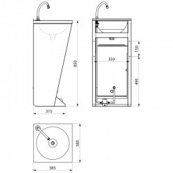 Lave mains sur pied 180300 en inox DELABIE