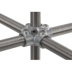 Support de laboratoire | Croix 4 entrées + intermédiaire de laboratoire en fonte malléable pour tube inox ø 26.9 mm | FIT-A158