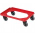 Chariot roule bac 250Kg roulettes pivotantes caoutchouc 5 couleurs : Couleur:Rouge
