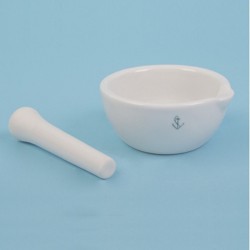 Mortier de laboratoire | Mortier et pilon - porcelaine - intérieur émaillé - 150 ml à 1 litre