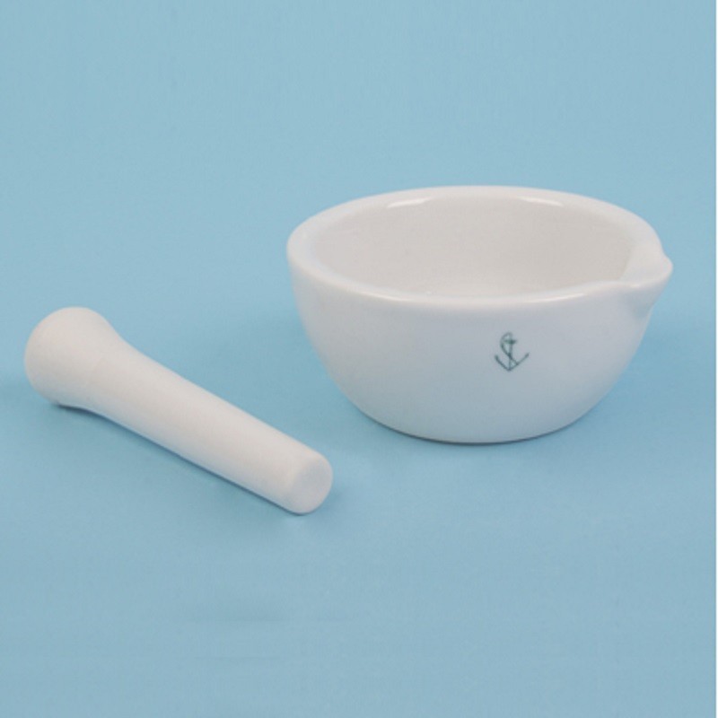 Mortier de laboratoire | Mortier et pilon - porcelaine - intérieur émaillé - 150 ml à 1 litre