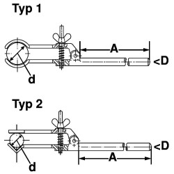 Pince pour statif acier zingué 4 modèles