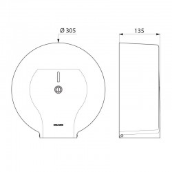 Distributeur de papier toilette inox poli satiné pour bobine 400 m DELABIE