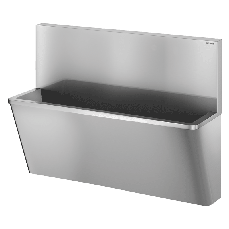 Lave-mains collectif | Lave mains chirurgical Inox 304 poli satiné sans trou de robinetterie DELABIE