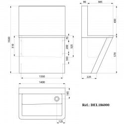 Lave mains Chirurgicale Inox 304 poli satiné sans trou de robinetterie DELABIE