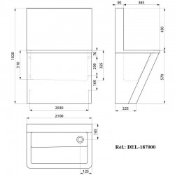 Lave mains Chirurgicale Inox 304 poli satiné sans trou de robinetterie DELABIE