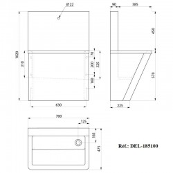 Lave mains Chirurgicale Inox 304 poli satiné avec 1 trou de robinetterie DELABIE