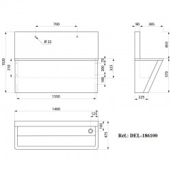 Lave mains Chirurgicale Inox 304 poli satiné avec 1 trou de robinetterie DELABIE