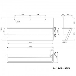 Lave mains Chirurgicale Inox 304 poli satiné avec 1 trou de robinetterie DELABIE