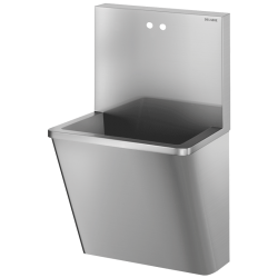 Lave-mains collectif | Lave mains chirurgical Inox 304 poli satiné avec 2 trous de robinetterie DELABIE