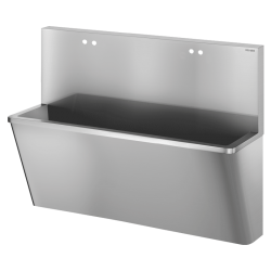 Lave-mains collectif | Lave mains chirurgical Inox 304 poli satiné avec 2 trous de robinetterie DELABIE