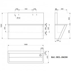 Lave-mains collectif | Lave mains Chirurgicale Inox 304 poli satiné avec 2 trous de robinetterie DELABIE | DEL-185200_1