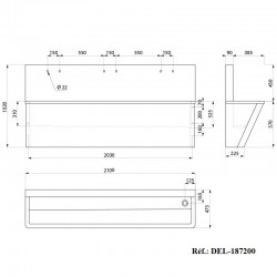 Lave-mains collectif | Lave mains chirurgical Inox 304 poli satiné avec 2 trous de robinetterie DELABIE