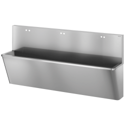 Lave-mains collectif | Lave mains chirurgical Inox 304 poli satiné avec 2 trous de robinetterie DELABIE