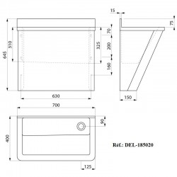 Lave mains Chirurgicale Inox 304 poli satiné dosseret court DELABIE