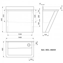 Lave mains Chirurgicale Inox 304 poli satiné dosseret court DELABIE