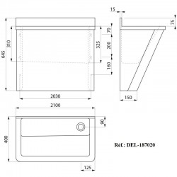 Lave mains Chirurgicale Inox 304 poli satiné dosseret court DELABIE