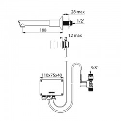 Robinet de lavabo mural automatique TEMPOMATIC DELABIE 20801T2