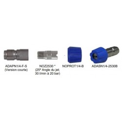 Lance de lavage | Buse rinçage inox 25°-30 litres/minute avec adaptateur rapide inox et protection bleue | ADASN1/4-2530B