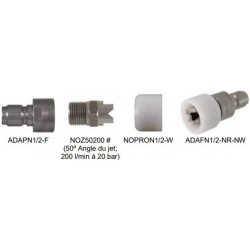 Lance de lavage | Buse moussage 50° 200 litres/minute avec adaptateur en inox et protection Nylon | ADAFN1/2-NR-NW