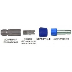Lance de lavage | Buse rinçage inox 25° 30 litres/minute avec adaptateur long rapide inox et protection bleue | ADAPN1/4-2530B