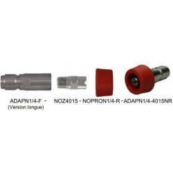 Lance de lavage | Buse 40° 15 litres/minute avec adaptateur long rapide inox et protection rouge | ADAPN1/4-4015NR
