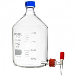Flacon en verre borosilicaté 3.3 avec robinet et bouchon à vis GL45