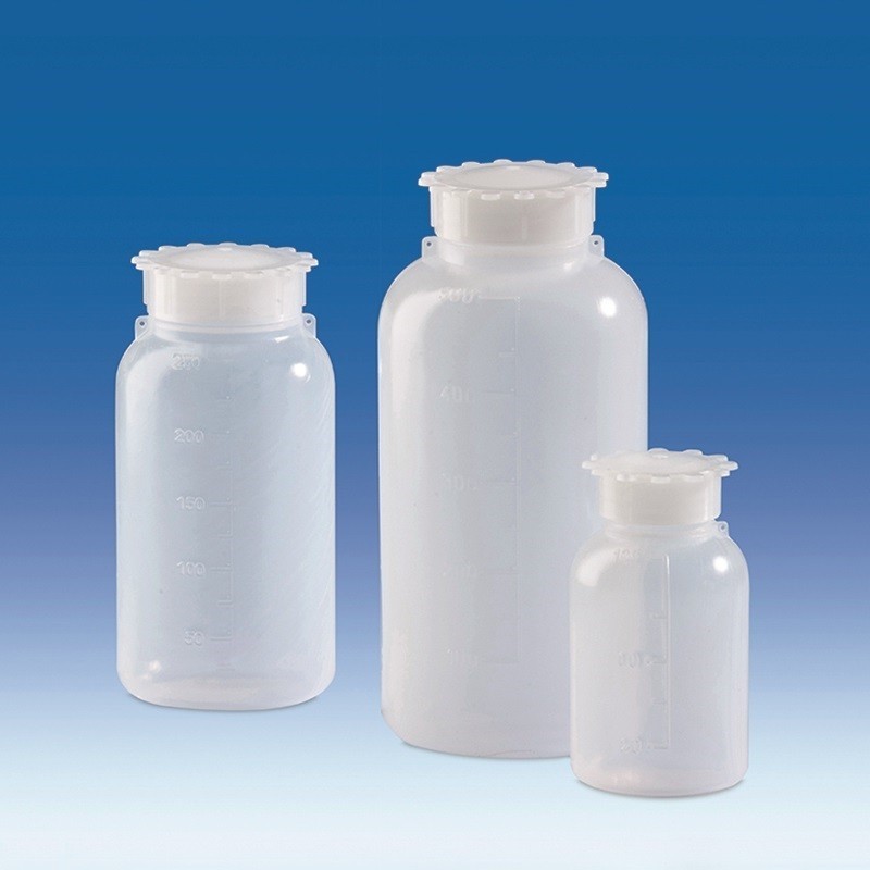 Flacon de laboratoire | Flacon à col large bouchon à plombage graduation en relief PELD de 50 à 2000 ml VITLAB | VIT-80408_1