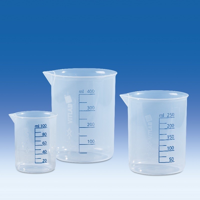 Bécher de laboratoire | Bécher de Griffin PP gradué en relief bleu de 10 à 5000 ml VITLAB Contact alimentaire | VIT-605081_1