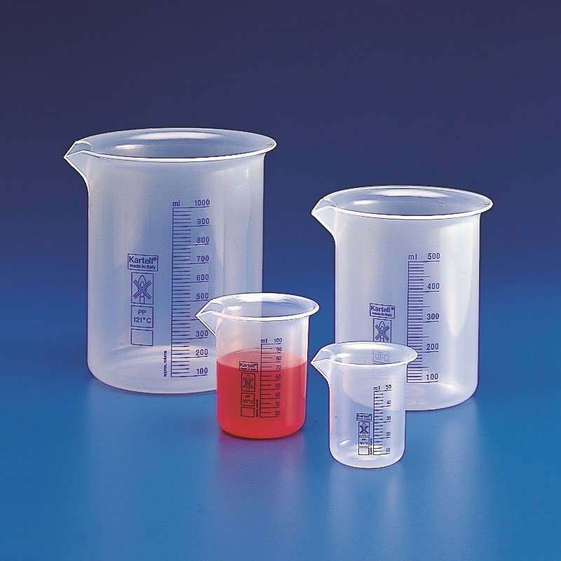 Bécher de laboratoire | Bécher polypropylène forme basse gradué bleu de 25 à 5000 ml Kartell | KAR-1821_1