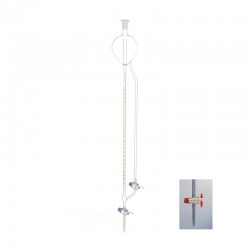 Burette de titration | Burette avec réservoir de Classe A robinet conique en PTFE - 2 ml à 50 ml