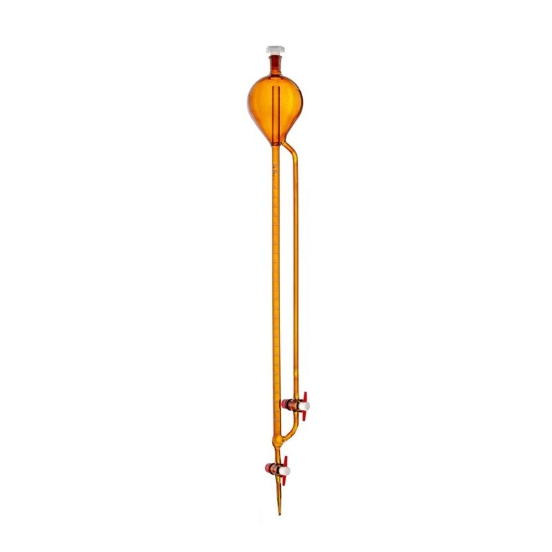 Burette de titration | Burette avec réservoir Classe A ambre robinet en verre 2 ml à 50 ml
