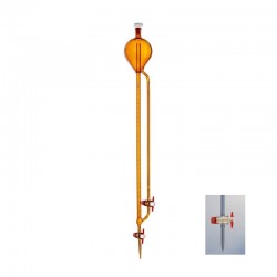 Burette de titration | Burette avec réservoir Classe A ambre robinet conique PTFE - 2 ml à 50 ml