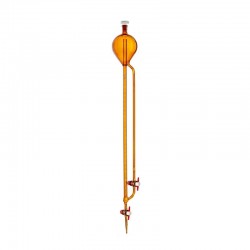 Burette de titration | Burette avec réservoir Classe A ambre robinet aiguille PTFE - 2 ml à 50 ml