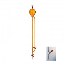 Burette de titration | Burette avec réservoir Classe A ambre robinet aiguille PTFE - 2 ml à 50 ml