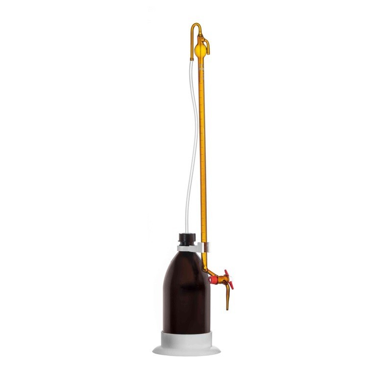 Burette de titration | Burette schilling ambre Classe A robinet aiguille PTFE - 25 ml et 50 ml