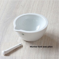Mortier de laboratoire | Mortier et pilon - porcelaine intérieur émaillé - JIPO - 25 ml à 500 ml