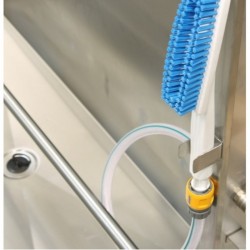 Lave tablier | Lave tablier et bottes en inox avec brosse rotative et 2 brosses manuelles | BRO-6871600