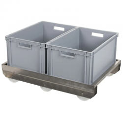 Chariot roule bac | Double roule bac inox 800 x 600 mm roues polypropylène en bascules | BRO-3280100